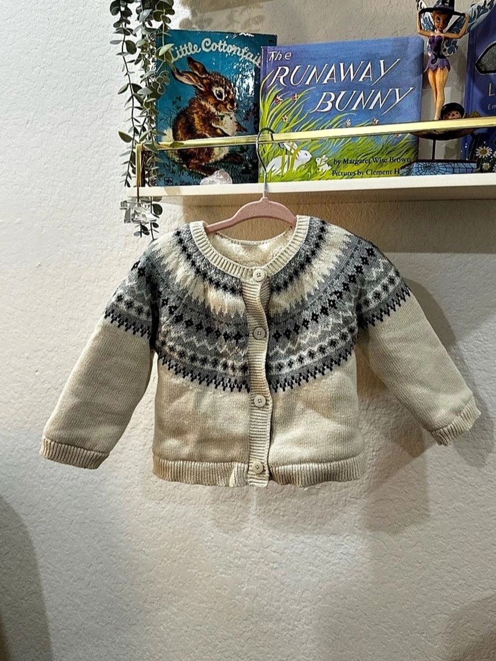 GAP Brown Fair Isle Cardigan & Beanie Matching Set